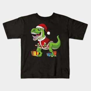 T-Rex Santa Funny Christmas Kids T-Shirt